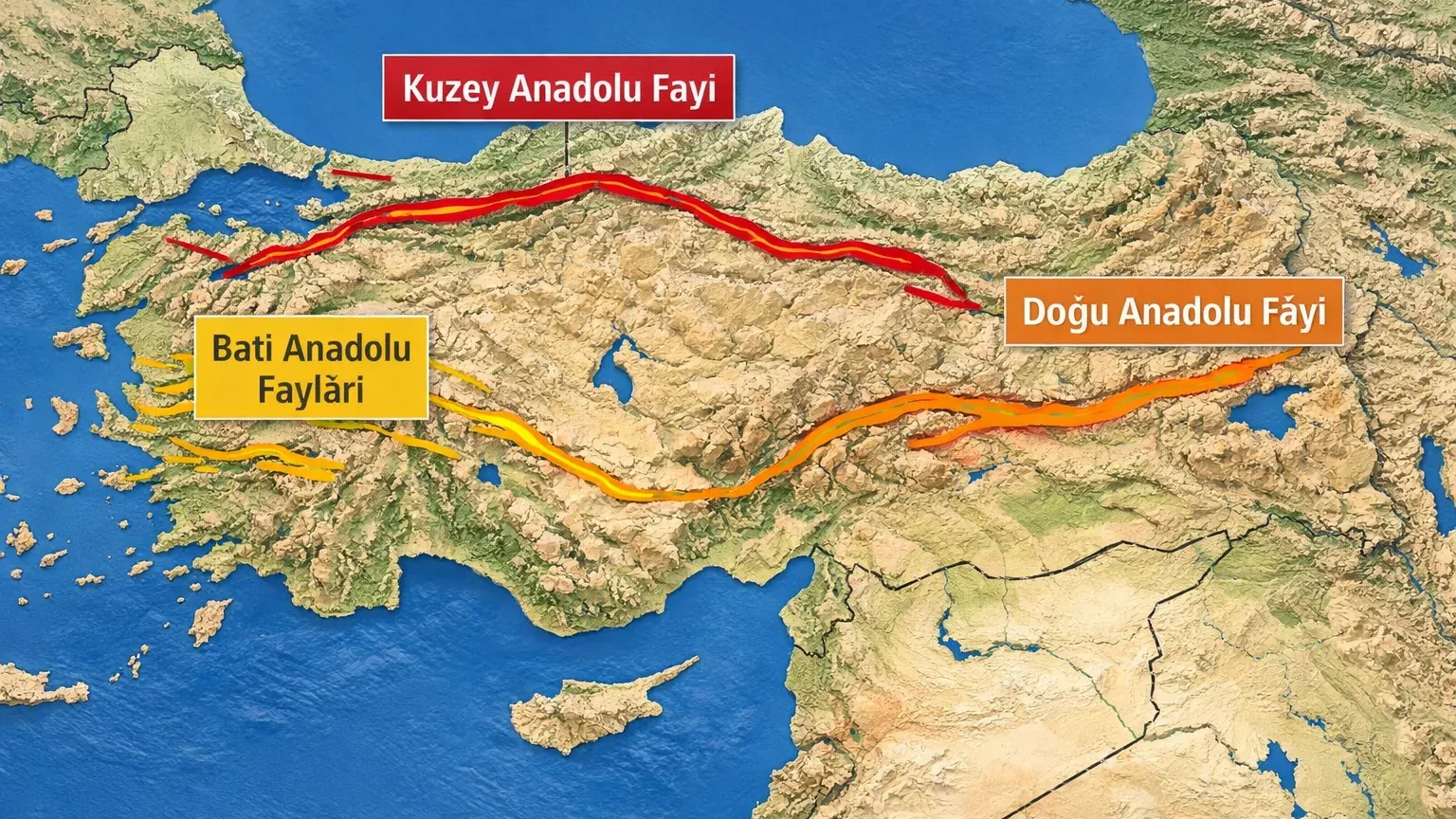Türkiye Fay Hatları Haritası 2026 – KAF, DAF ve BAF